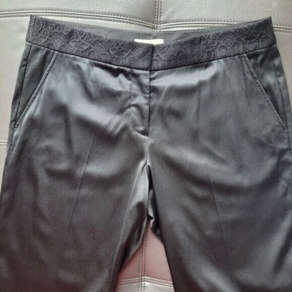 Tory Burch Black Silk Blend Geoff Straight Leg Pant Size 12 - Picture 5 of 9